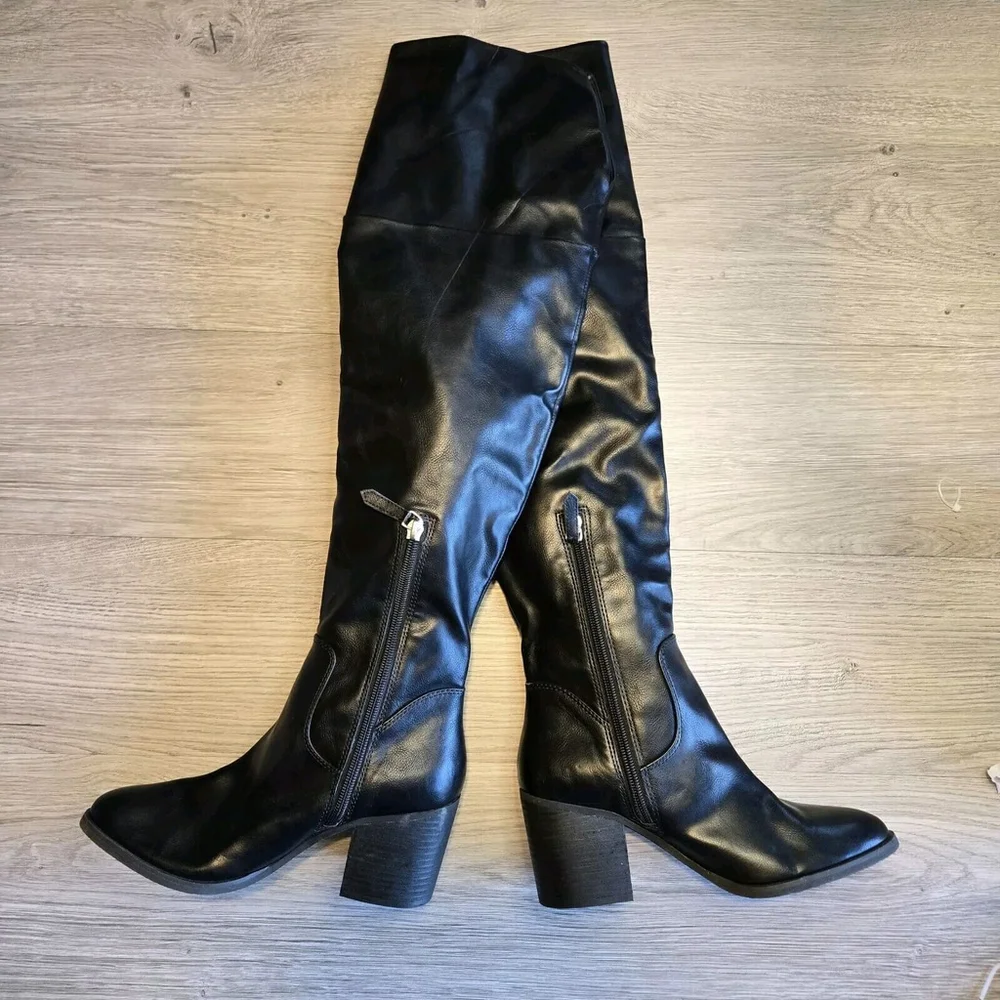 BP Luke Black Faux Leather Over-the-Knee Boots Size 6 NWOB Y2K Whimsigoth Retro